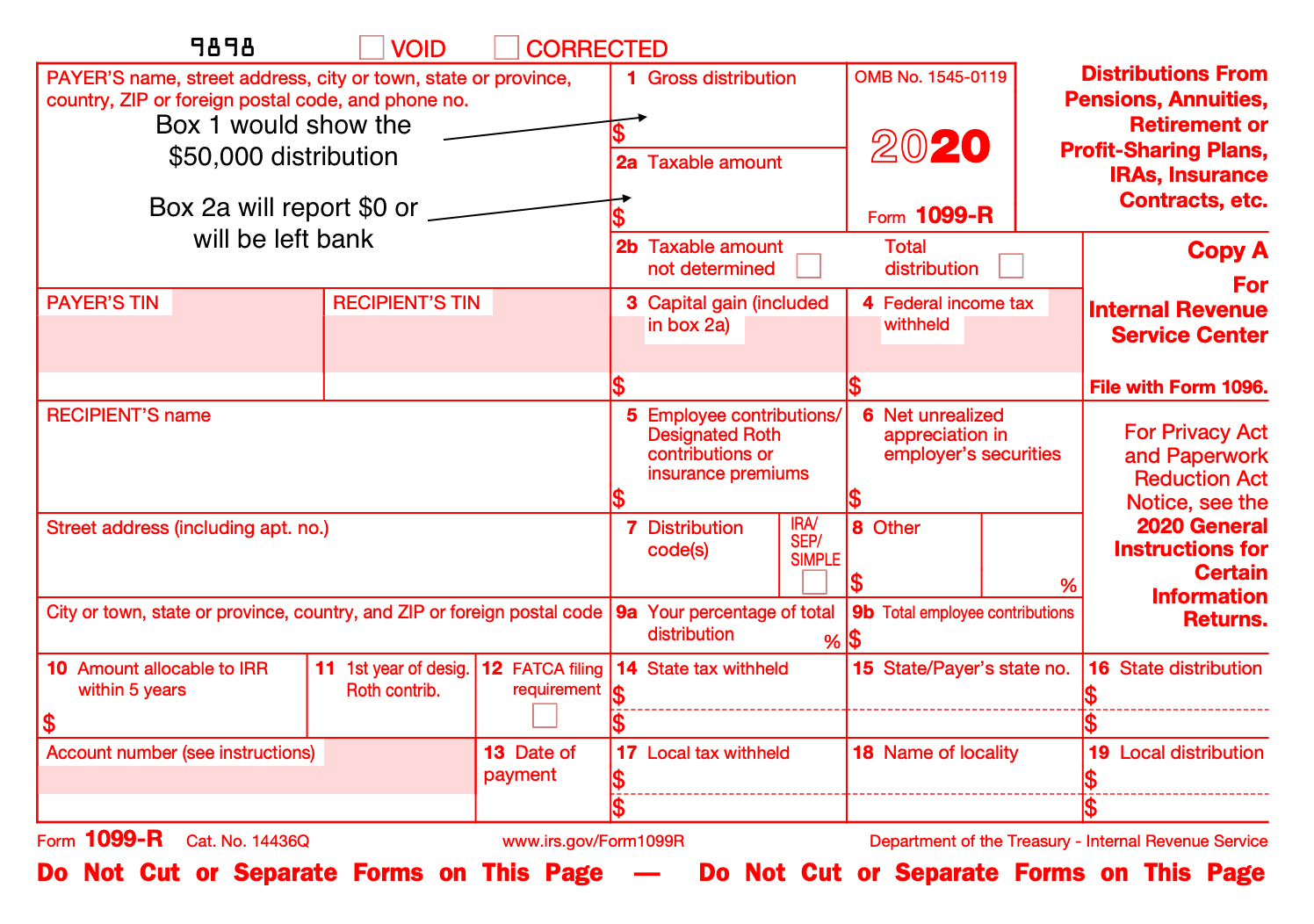 1099-R Distribution Life Insurance Example