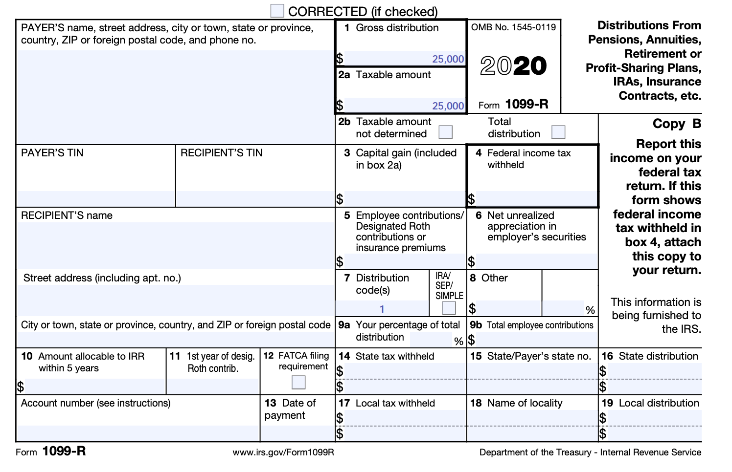 1099 R Taxable Amount Calculation