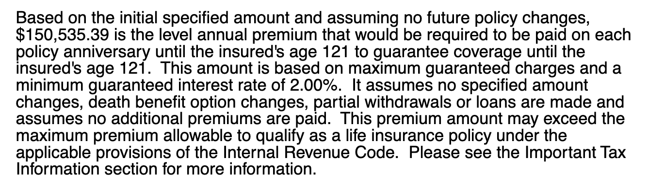 Universal Life Insurance Guaranteed Premium